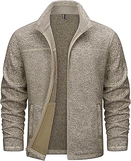 Mens Full Zip Sweater Fleece Lined Jacket Soft Lightweight Thermal
