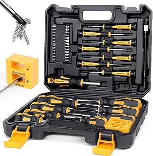 Magnetic Screwdrivers Set with Case, Amartisan 43-piece Includs Slotted, Phillips, Hex, Pozidriv,Torx and Precision Screwdriver Set, Magnetizer Demagnetizer Tools, Tools for Men