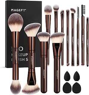 MAGEFY Makeup Brushes 22-in-12 Professional Makeup Brush Set Double-End Make Up Brushes for Powder Concealers Eye Shadows Blush with Gift Box