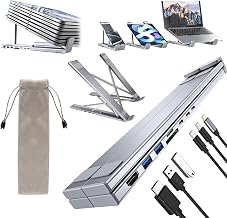 8-in-1 USB C Laptop Docking Station Stand with 4K HDMI, 100W PD, Dual USB 3.0, SD/TF Card Reader, Foldable Aluminum Laptop Stand Hub for USB-C Laptops (Upgraded 8-in-1 * 1PC)