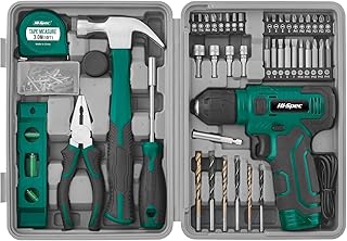 Hi-Spec 8V Cordless Drill Set & Tool Kit for Men – Power USB Rechargeable Electric Drill Driver, Compact Hand Toolbox with Essential Tools, Green, Ideal for Home Improvement