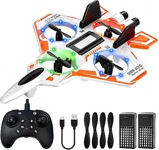 Remote Control Drone for Kids,2.4Ghz Foam RC Airplanes Helicopter Quadcopter with Auto Hovering,360° Flip,Gravity Sensing,Stunt Roll,Cool Light,2 Battery,Gifts for 8+ Kids Boys