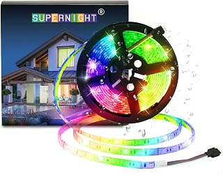 SUPERNIGHT LED Strip Lights, 16.4FT 5M SMD 5050 Waterproof 300LEDs RGB Color Changing Flexible LED Light Strip for Bedroom, TV Back Lighting (Not Include Power)