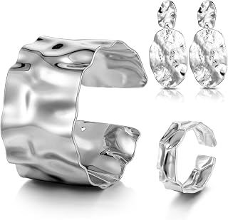 3 Pcs Jewelry Gifts Set Bracelets Earrings Ring Cuff Bangle for Women Wedding Birthday Gifts