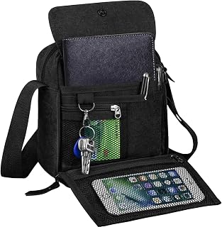 Small Messenger Bag for Men Women, Vintage Canvas Messenger Shoulder Bag Travel Crossbody Bag Multi Pocket Purses