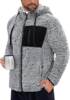 Men's Sherpa Jacket Fuzzy Warm Lightweight Winter Hoodie (S-XXL)