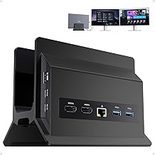 USB C Laptop Docking Station Dual Monitor, 11 in 1 Vertical Dock with 2 HDMI 4K, 3 USB A/C 10Gbps, 2USB-A 5Gbps, USB A 2.0, Ethernet, Docking Station Stand for Type-C Laptops - Black
