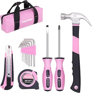 FASTPRO 14-Piece Pink Tool Kit, Hand Tool Set for women, Household Tools for Home Maintenance & Repairing，DIY Tools with Small Tool Bag