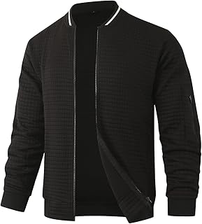 Men’s Lightweight Casual Jackets Varsity Bomber Jacket Coat with Zipper