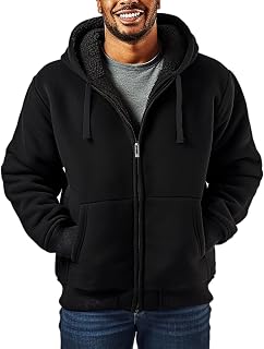 Sherpa Fleece Lined Hoodies for Men Full Zip Up Sweatshirt Jackets