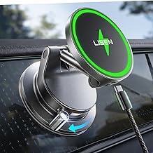 LISEN for 15W Magsafe Car Mount Charger, Magnetic Phone Holders for Your Car, Magnetic Wireless Car Charger, Suction Phone Mount for Car Accessories, Car Mount for iPhone 17 Pro Max 16 15 14 13 12 | [