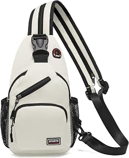 Convertible Sling Bags for Women Men, Lightweight Crossbody Backpack Daypack Fit for 7.9" Tablet for Casual Travel Sport Hiking (White)