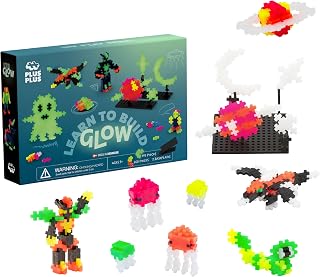 PLUS PLUS Learn to Build, Glow in the Dark Mix 400 Pieces - Mini Waffle Blocks Building Set, Stem Toys for Kids - Sensory Bin Fillers & Math Manipulatives Classroom Must Haves, Gifts for Boys & Girls