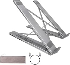 Genérico Laptop Stand with Docking Station | 8 in 1 Hub with Portable Stand | Data Transfer to 5Gbps, Foldable Riser with USB Ports - for Desk,