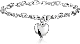 Jewelry Women's Heart Charm Bracelets Stainless Steel Link Bracelet Birthday Gifts for Women Jewelry