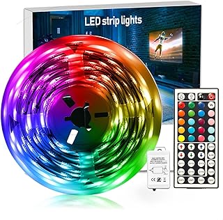 DAYBETTER Led Strip Lights 32.8 ft RGB Color Changing Lights Strip for Bedroom, Desk, Home Decoration, with Remote and Power Supply