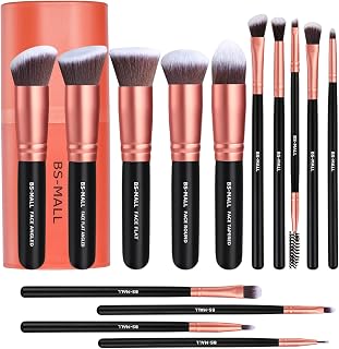 Makeup Brushes BS-MALL Premium Synthetic Foundation Powder Concealers Eye Shadows Makeup 14 Pcs Brush Set, Rose Golden, with Case