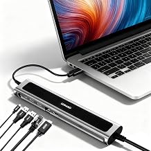 Laptop Docking Station, 100W Fast-Charging Universal All-in-one Docking Charging Station with Dual USB-C USB-A Hub 4K HDMI Ethernet Adjustable Cooling Stand 0.78LB Weight for PC Devices