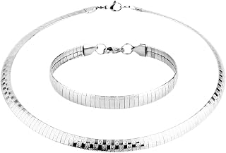 Stainless Steel Omega Chain 8mm Solid 18 inch Necklace and 8.5 inch Bracelet Set