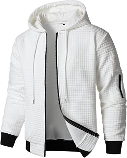 Men’s Jacquard Plaid Long Sleeve Lightweight Zipper Hoodie Sweatshirt Jackets