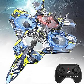 BEZGAR HQ057X RC Fighter Airplane丨Mini Drone Remote Control Jet Plane Stunt Drone for Adults & Kids Toy with Light Gift for Kids Beginner Blue