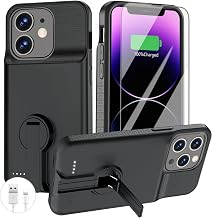 GIN FOXI Battery Case for iPhone 14 Pro Max/14 Plus/13 Pro Max/12 Pro Max, Rechargable Charging Case with Stand 8500mAh Portable Extended Case Cover for 14 Pro Max,14Plus,13/12Pro Max Black
