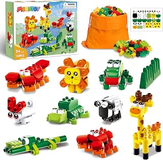 MOONTOY 159PCS Large Building Blocks for Kids Ages 4-8, 9 in 1 Animal Kids Building Toys, Educational Toys with Storage Bag, Compatible with Major Brands, Preschool Birthday Gift for Boys Girls