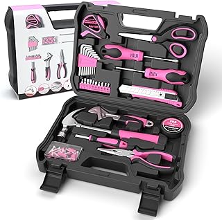 Pink Tool Kit 69 Piece Tool Kit for Women Small Basic Hand Tool Box Home Tool Set Perfect for Ladies and Girls with General Home Repairs, DIY Project,Office and College Dormitory Use