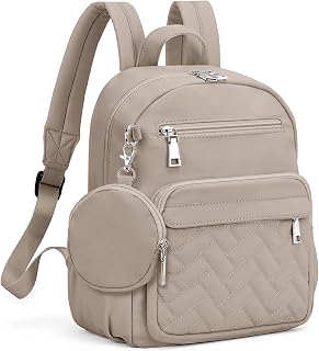 Anti-Theft Backpack for Women, Waterproof Puffer Travel Backpack with Locking Zippers & Coin Purse, Compact Quilted Daypack for Work, Commuting & Airport, Stylish & Lightweight Khaki