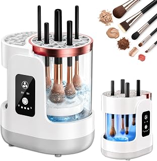 Electric Makeup Brush Cleaner Machine, 3-in-1 Cleaner Dryer and Storage, One-Touch USB Washer with 2H or 5H Drying Modes for Most Cosmetic Brushes