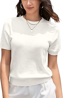 Womens Cotton Modal Short Sleeve Sweaters Summer Knit Tops