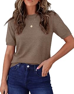 Short Sleeve Sweater for Women Lightweight Business Casual Tops