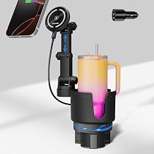 OHLPRO for iPhone 17 Pro Max MagSafe Car Charger Cup Holder Mount, 15W Fast Wireless Magnetic Charging Phone Holder for iPhone 16 15 14 13 Series, Adjustable Car Mount with Large Cup Base, Black