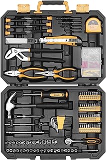 DEKO 196 Piece Tool Set General Household Hand Tool Kit with Rip Claw Hammer,Lineman's Plier, Measure Tape Rule & Plastic Toolbox Storage Case