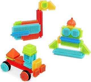 Battat – Bristle Blocks – STEM Interlocking Building Blocks – 50 Pieces Playset – Developmental Toys for Toddlers & Kids – Basic Builder Bucket – 2+ Years