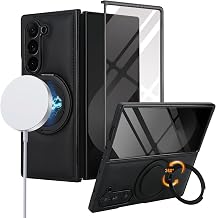 Case for Samsung Galaxy Z Fold 6,Kickstand 360° Rotatable Stand Case with Screen Protector,PU Leather Support Wireless Charging,Anti-Shock, Anti-Fall Cover for Galaxy Z Fold 6 (Black)