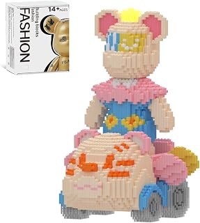 Vehicle Bear Building Blocks (5600 PCS) | 800% Bear Display Model | Micro 3D Animal Building Blocks | Fluorescence Design | Idea for Home & Office Decor | CZ7747