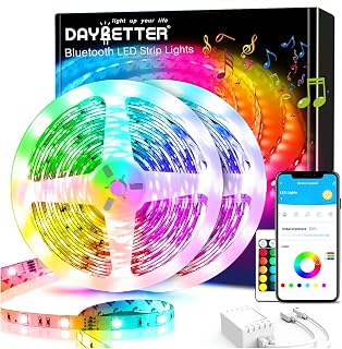 DAYBETTER 65.6Ft Smart Led Lights,2835 RGB Led Strip Lights Kits with Remote, App Control Timer Schedule Led Music Strip Lights(2 Rolls of 32.8ft)