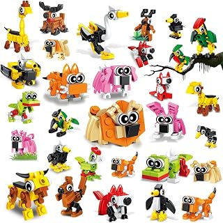 HOGOKIDS 60 Kinds Easter Party Favors for Kids, 20 Pack 3-in-1 Animals Building Block Sets for Easter Basket Fillers Goodie Bags Stocking Stuffer Classroom Prizes Birthday Gifts for Boys Girls 6-12+