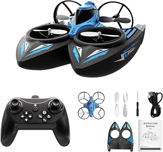 XOS Mini 3 in 1 Indoor & Outdoor Remote Drone, RC Airplane Plane, RC Quadcopter Multirotor Helicopter, RC Car & RC Boat with Auto Hovering, 3D Flips, Headless Mode for Kids Birthday Gifts
