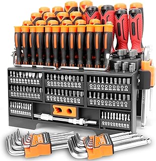 Amartisan 146-piece Magnetic Screwdrivers DIY Tools Set Plastic Racking for Men Tools Gift, Includs Precision screwdriver, Magnetizer, Key Set, Nut Driver and Bit Set