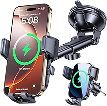 Kaistyle Wireless Car Charger【One Hand Manual Clamping】 Fast Wireless Charger for Car Phone Holder Mount Charger Phone Holders for Your Car Dashboard/Windshield/Vent Truck Mount for iPhone Samsung
