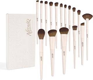 16Pcs Makeup Brush Set, Professional Face & Eye Makeup Brushes（Off White） | Premium Synthetic Foundation Concealer Blush Contour Eyeshadow Brush Kit for Beginners & Makeup Artists