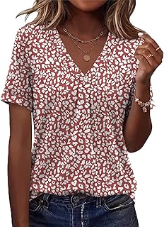 Womens Tops Short Sleeve Shirts for Women V Neck Business Casual Tunic Spring Fashion Clothes 2026