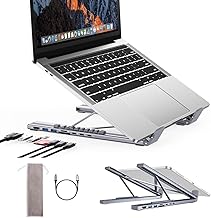 Laptop iPad USB C Docking Station Stand,Aluminum Tablet Holder, 8 in 1 USB C Hub with 4K HDMI, PD 100W, 2 USB 3.0, SD/TF Reader, for MacBook/iPad/Dell/HP/Surface/Lenovo, Plug and Play