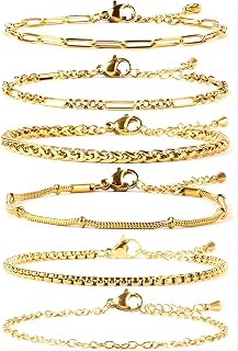 Stainless Steel Bracelets for Women | Stackable Bracelet Set of 6 Silver | To Fit Most Wrists | Stainless Steel Charm Bracelet | Fashion Accessories Jewelry