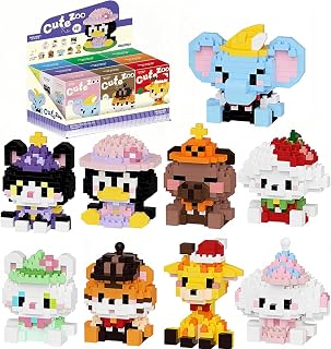 Mini Animals Building Block Sets, 9 Style Cute Miniature Dog Cat Giraffe Tiger Capybara Figurine Toys, Micro Building Blocks Party Favors for Kids 6+ Adults Christmas Stocking Stuffers