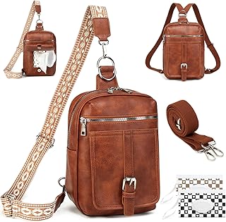 Small Diaper Bag Crossbody Sling Purse for Women - 2 in 1 Leather Backpack with 2 Straps for Short Trips Work Daily