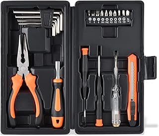 LAND 22-Piece Small Tool Kit with Toolbox - Essential Household Tool Set for Home Repair, DIY Projects, Garage & College Dorm, Includes Pliers, Screwdrivers & Portable Storage Case