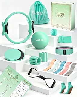 20 PCS Pilates Kit, Pilates Equipment Set- Pilates Accessories Kit with Wrist Weights, Pilates Ring and Ball, Resistance Bands, Core Sliders, Socks, Pilates Gift Box,Home Pilates Workout Kit for Women